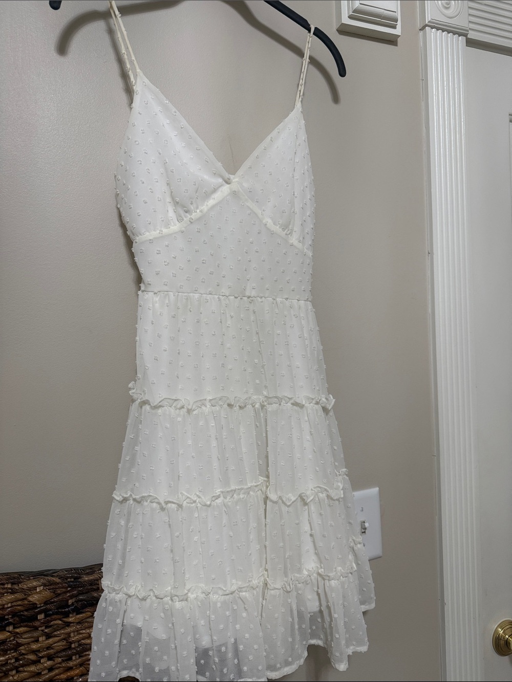 Altar'd State Ivory Swiss Dot Tiered Slip Dress